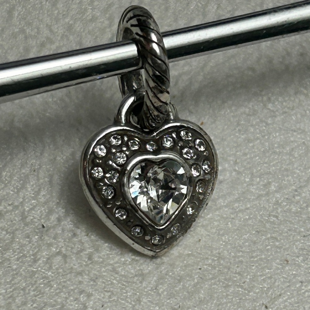 Brighton ABC Clear Crystal Heart Charm Silver Plated - Picture 3 of 9
